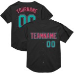Maillot de baseball authentique en maille personnalisée noir rétro rose aqua-néon Maillot de baseball authentique en maille personnalisée noir rétro rose aqua-néon